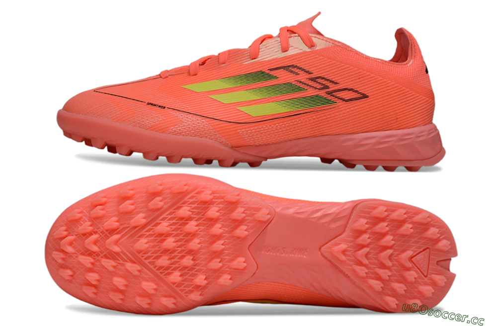 Men's Adidas F50 Pro TF Artificial Turf Low-Tops Football Shoes - Pink/Neon Yellow/Black 1