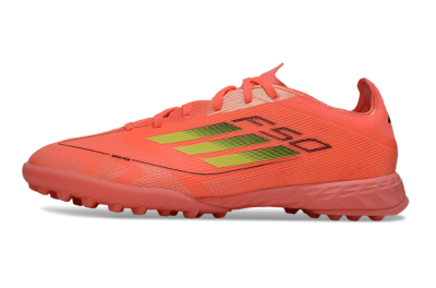 Men's Adidas F50 Pro TF Artificial Turf Low-Tops Football Shoes - Pink/Neon Yellow/Black