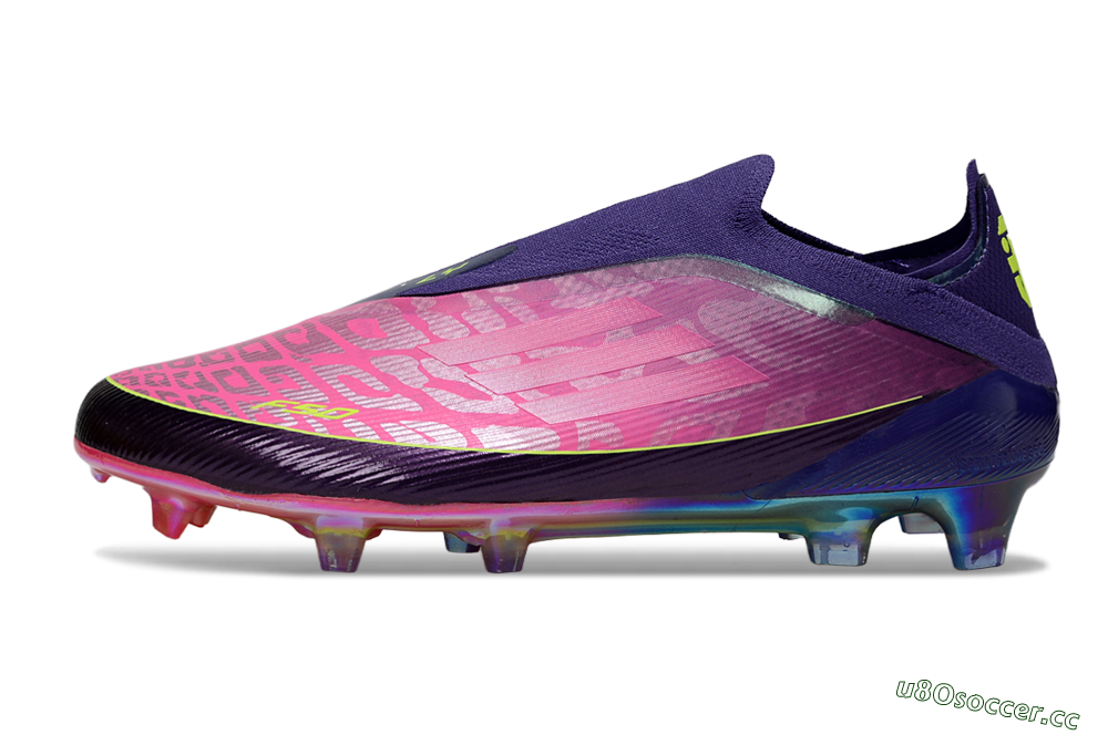 Unisex Adidas F50 Elite Laceless FG Firm Ground Low-Tops Football Boots - Purple/Electric Pink/Rainbow Gradient 0