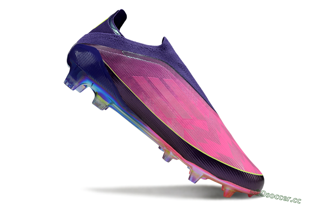 Unisex Adidas F50 Elite Laceless FG Firm Ground Low-Tops Football Boots - Purple/Electric Pink/Rainbow Gradient 4