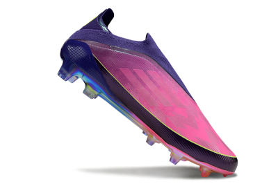 Unisex Adidas F50 Elite Laceless FG Firm Ground Low-Tops Football Boots - Purple/Electric Pink/Rainbow Gradient