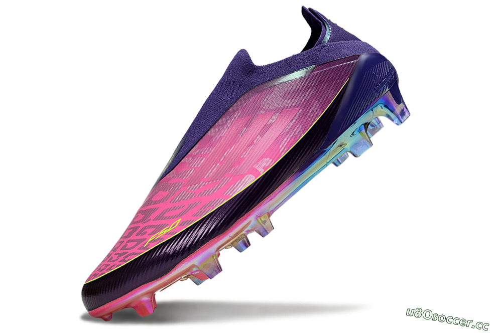 Unisex Adidas F50 Elite Laceless FG Firm Ground Low-Tops Football Boots - Purple/Electric Pink/Rainbow Gradient 5