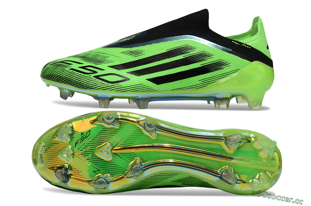 Unisex Adidas F50 Elite Laceless FG Firm Ground Low-Tops Football Boots - Green/Lime Burst/Electric Glow 1