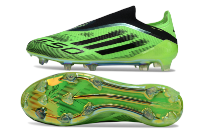 Unisex Adidas F50 Elite Laceless FG Firm Ground Low-Tops Football Boots - Green/Lime Burst/Electric Glow