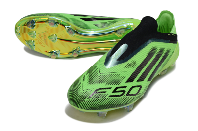 Unisex Adidas F50 Elite Laceless FG Firm Ground Low-Tops Football Boots - Green/Lime Burst/Electric Glow