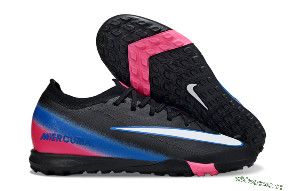 Unisex Nike Air Zoom Mercurial Vapor 16 Elite TF Artificial Turf Low-Tops Football Shoes - Black/Electric Blue/Pink Fusion 2