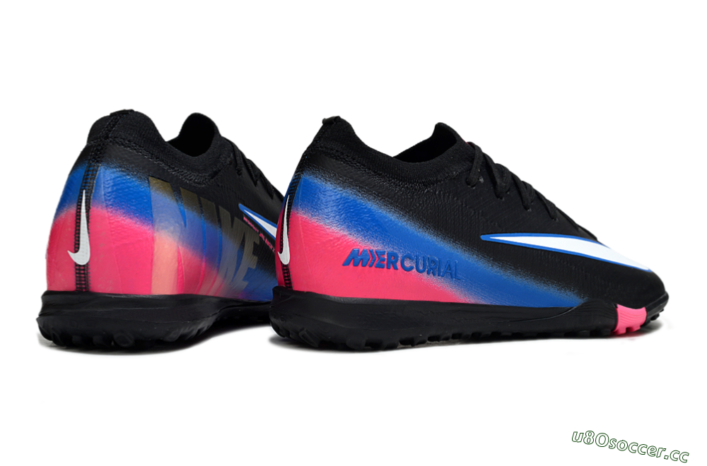 Unisex Nike Air Zoom Mercurial Vapor 16 Elite TF Artificial Turf Low-Tops Football Shoes - Black/Electric Blue/Pink Fusion 6