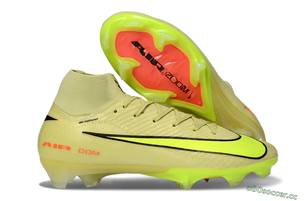 Unisex Nike Air Zoom Mercurial Superfly 10 Elite FG Firm Ground High-Tops Football Boots - Yellow/Electric Lime/Neon Orange 2