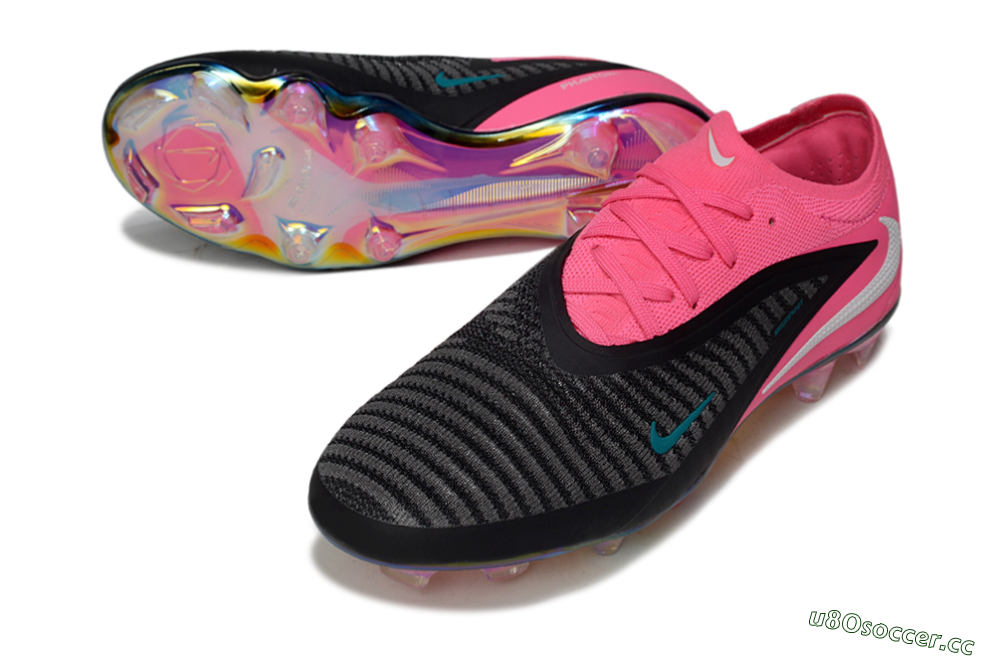 Unisex Nike Phantom 6 Low Elite FG Firm Ground Low-Tops Football Boots - Black/Hot Pink/Teal 3