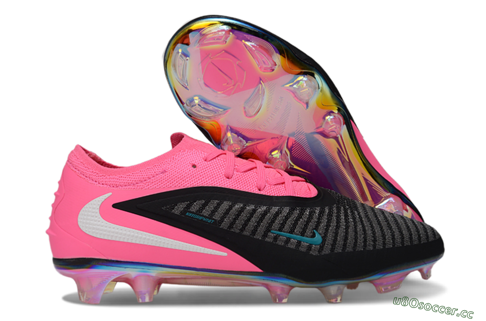 Unisex Nike Phantom 6 Low Elite FG Firm Ground Low-Tops Football Boots - Black/Hot Pink/Teal 2