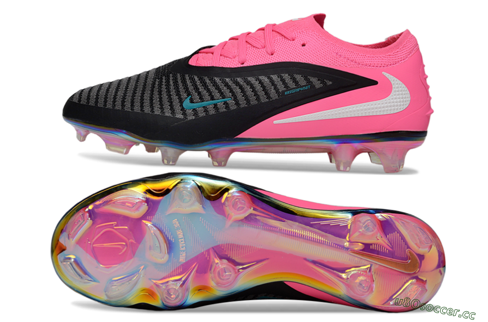 Unisex Nike Phantom 6 Low Elite FG Firm Ground Low-Tops Football Boots - Black/Hot Pink/Teal 1