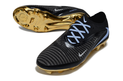 Unisex Nike Phantom 6 Low Elite FG Firm Ground Low-Tops Football Boots - Black/Light Blue/Gold