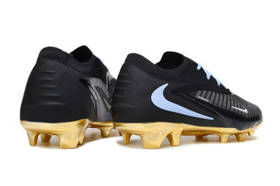 Unisex Nike Phantom 6 Low Elite FG Firm Ground Low-Tops Football Boots - Black/Light Blue/Gold