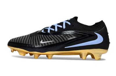 Unisex Nike Phantom 6 Low Elite FG Firm Ground Low-Tops Football Boots - Black/Light Blue/Gold