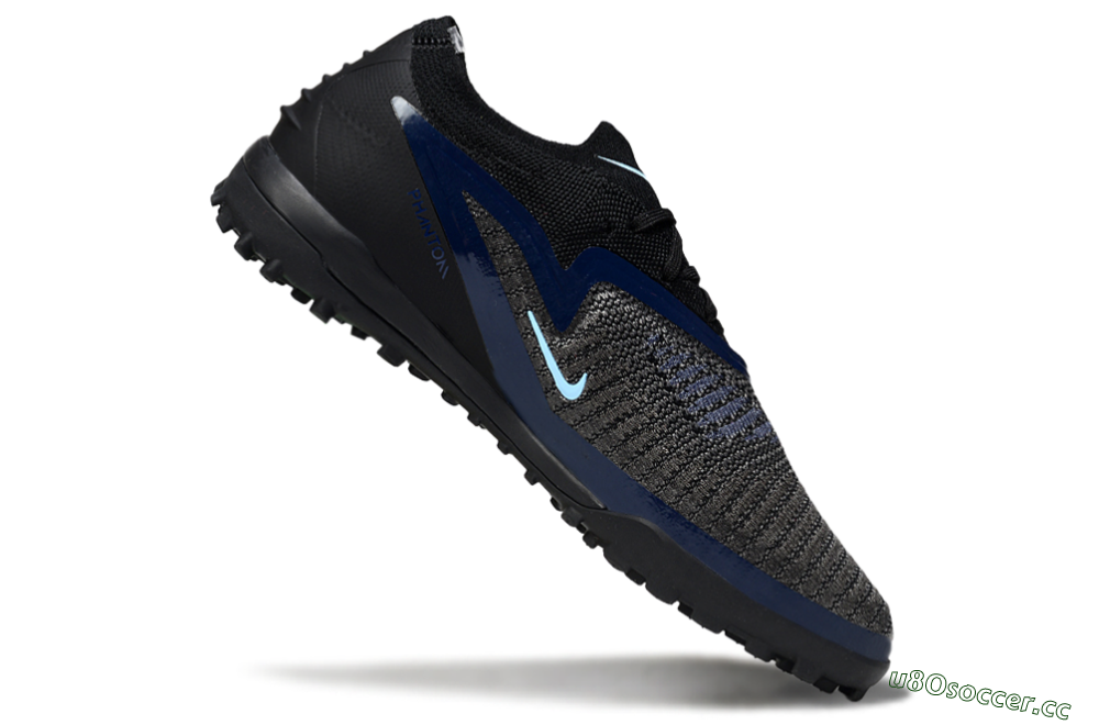 Unisex Nike Phantom 6 Low Elite TF Artificial Turf Low-Tops Football Shoes - Black/Navy Blue/Light Blue 4