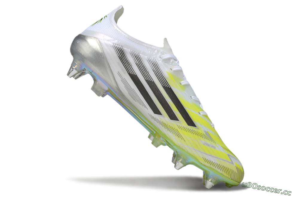 Unisex Adidas F50 Elite FG Firm Ground Low-Tops Football Boots - White/Electric Green/Silver 4