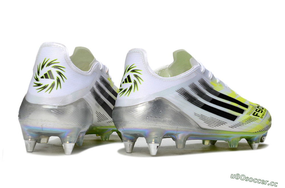 Unisex Adidas F50 Elite FG Firm Ground Low-Tops Football Boots - White/Electric Green/Silver 6