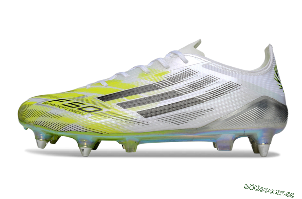 Unisex Adidas F50 Elite FG Firm Ground Low-Tops Football Boots - White/Electric Green/Silver 0