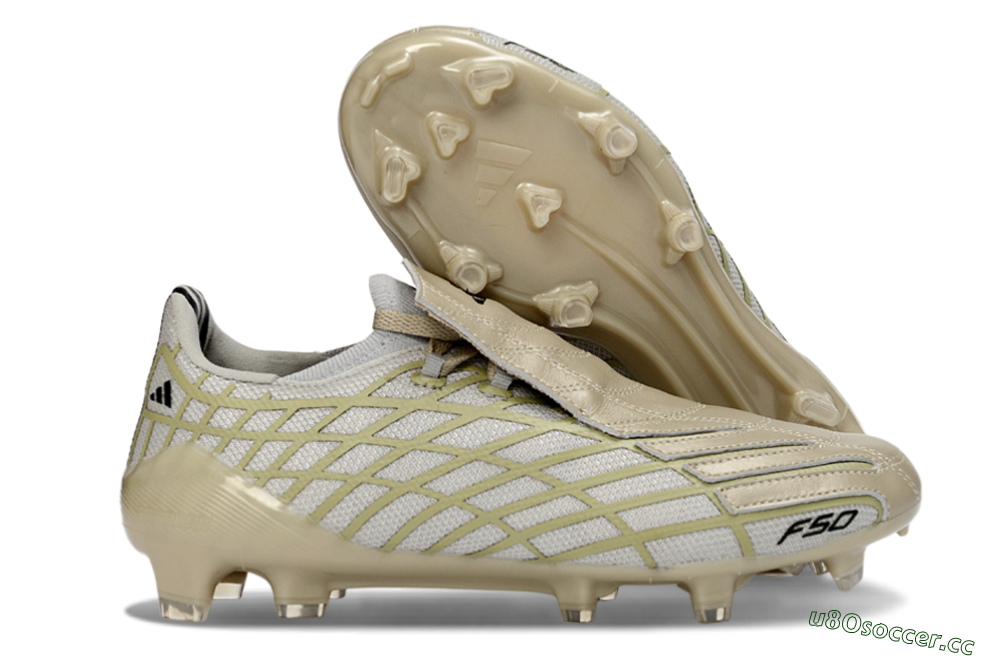 Unisex Adidas F50 Elite FG Firm Ground Low-Tops Football Boots - Beige/Soft Ivory/Faded Gold 2