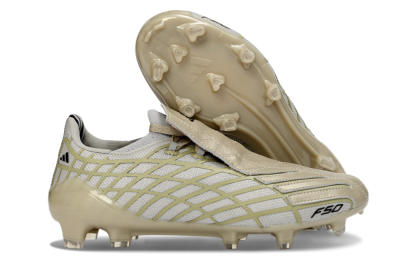 Unisex Adidas F50 Elite FG Firm Ground Low-Tops Football Boots - Beige/Soft Ivory/Faded Gold