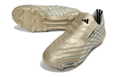 Unisex Adidas F50 Elite FG Firm Ground Low-Tops Football Boots - Beige/Soft Ivory/Faded Gold
