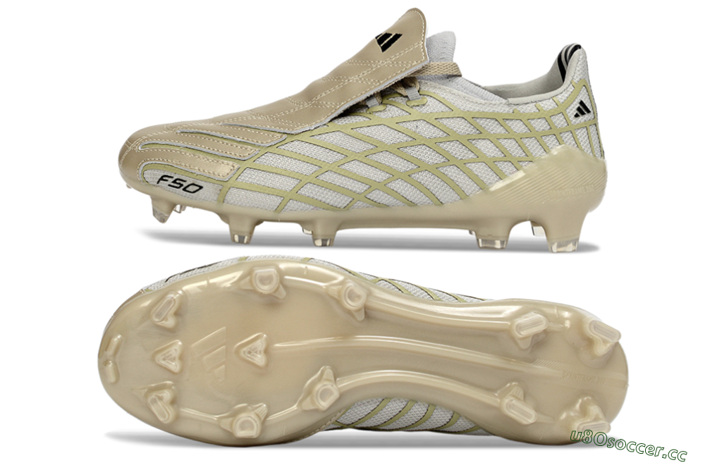 Unisex Adidas F50 Elite FG Firm Ground Low-Tops Football Boots - Beige/Soft Ivory/Faded Gold 1