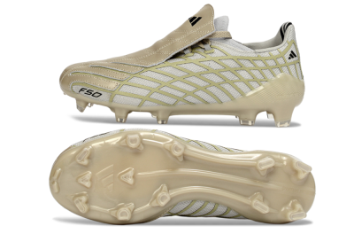 Unisex Adidas F50 Elite FG Firm Ground Low-Tops Football Boots - Beige/Soft Ivory/Faded Gold