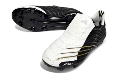 Unisex Adidas F50 Elite FG Firm Ground Low-Tops Football Boots - Black/Classic White/Gold Accent