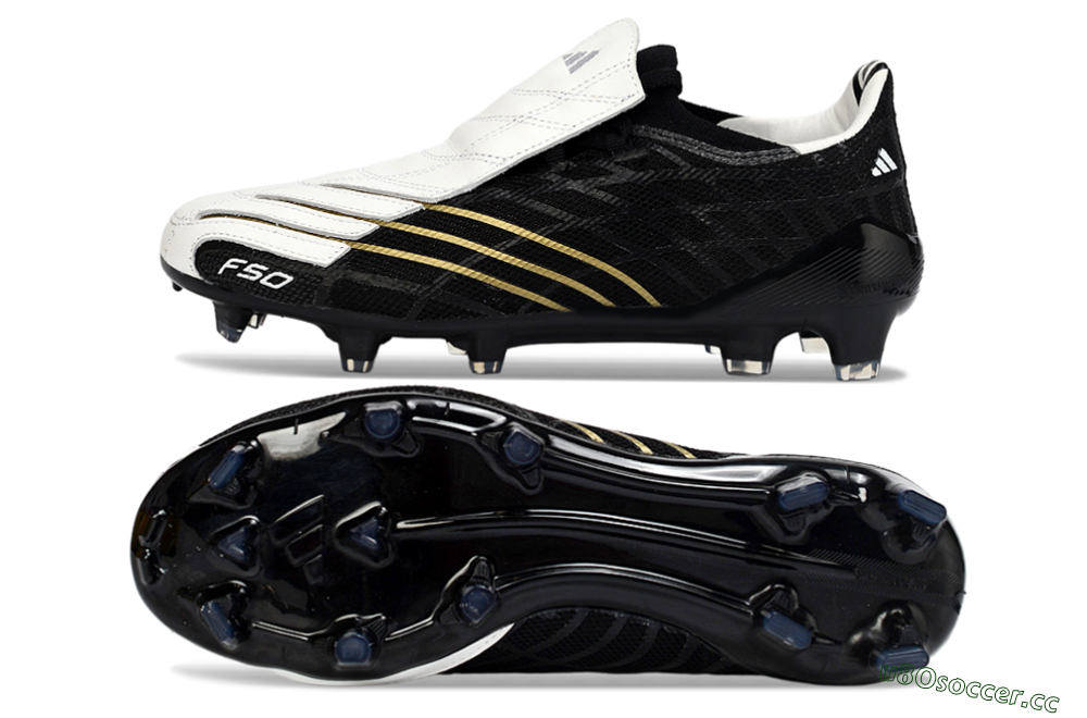 Unisex Adidas F50 Elite FG Firm Ground Low-Tops Football Boots - Black/Classic White/Gold Accent 1