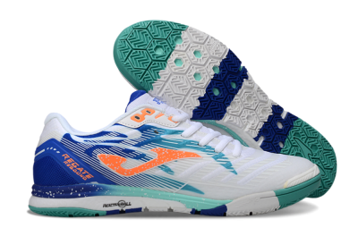 Men's Joma Top Flex IC Indoor & Futsal Low-Tops Football Shoes - White/Aqua Blue/Coral Orange