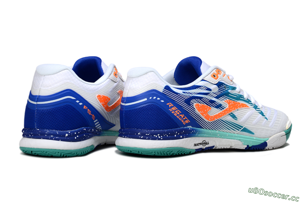 Men's Joma Top Flex IC Indoor & Futsal Low-Tops Football Shoes - White/Aqua Blue/Coral Orange 6