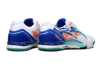 Men's Joma Top Flex IC Indoor & Futsal Low-Tops Football Shoes - White/Aqua Blue/Coral Orange