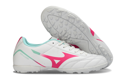 Men's Mizuno Morelia Neo 4 TF Artificial Turf Low-Tops Football Shoes - White/Soft Pink/Turquoise