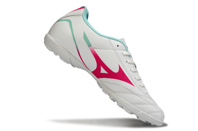 Men's Mizuno Morelia Neo 4 TF Artificial Turf Low-Tops Football Shoes - White/Soft Pink/Turquoise