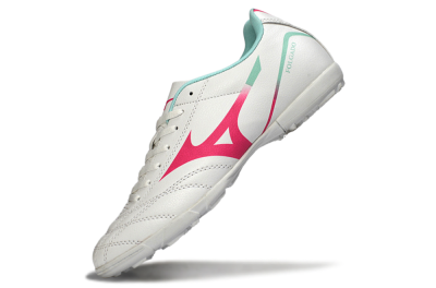 Men's Mizuno Morelia Neo 4 TF Artificial Turf Low-Tops Football Shoes - White/Soft Pink/Turquoise