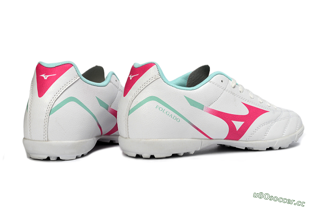 Men's Mizuno Morelia Neo 4 TF Artificial Turf Low-Tops Football Shoes - White/Soft Pink/Turquoise 6