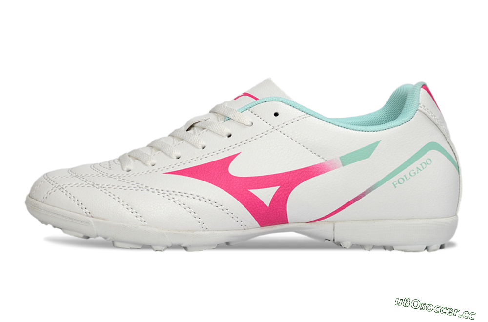 Men's Mizuno Morelia Neo 4 TF Artificial Turf Low-Tops Football Shoes - White/Soft Pink/Turquoise 0