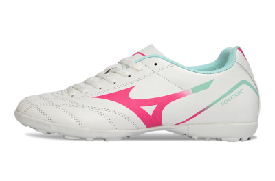 Men's Mizuno Morelia Neo 4 TF Artificial Turf Low-Tops Football Shoes - White/Soft Pink/Turquoise