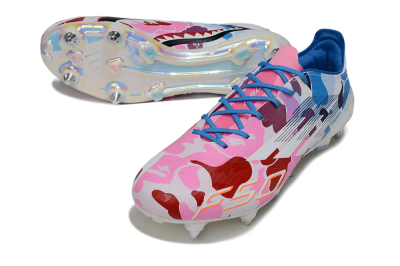 Men's Adidas F50 Elite SG Soft Ground Low-Tops Football Boots - Pink/Camo Blue/Camo Red