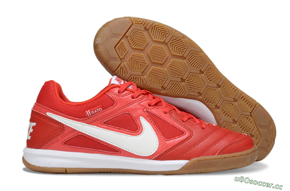 Men's Supreme x Nike SB Gato IC Indoor & Futsal Low-Tops Football Shoes - Red/Bright Red/Tangerine 2