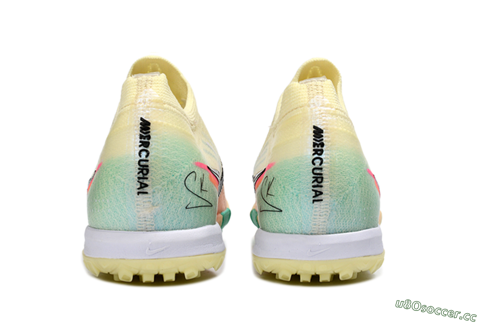 Unisex Nike Air Zoom Mercurial Vapor 16 Elite TF Artificial Turf Low-Tops Football Shoes - Yellow/Soft Peach/Seafoam Green 7