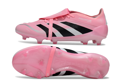 Unisex Adidas Predator 25 Elite Foldover Tongue FG Firm Ground Low-Tops Football Boots - Pink/Black/Silver