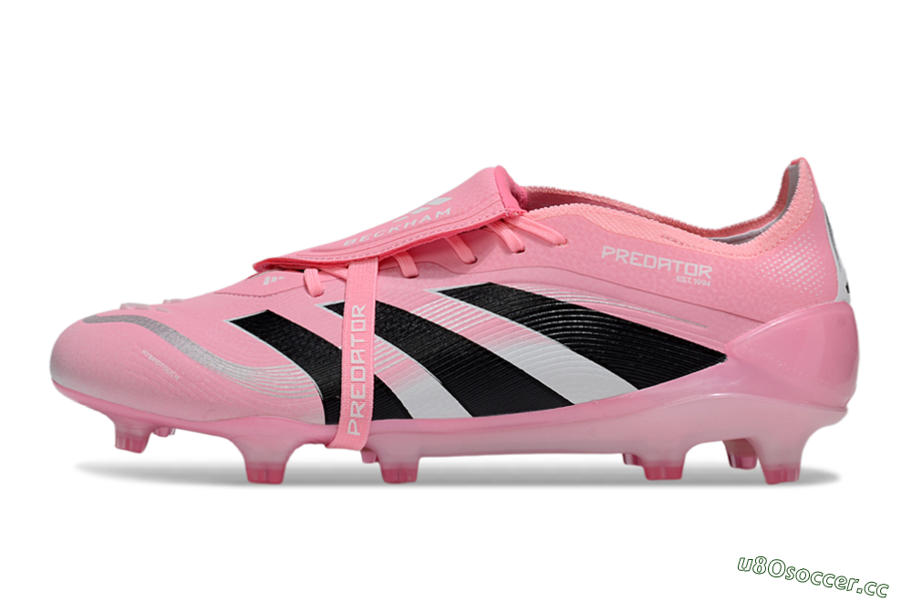 Unisex Adidas Predator 25 Elite Foldover Tongue FG Firm Ground Low-Tops Football Boots - Pink/Black/Silver 0