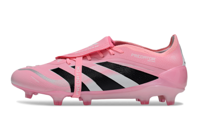 Unisex Adidas Predator 25 Elite Foldover Tongue FG Firm Ground Low-Tops Football Boots - Pink/Black/Silver