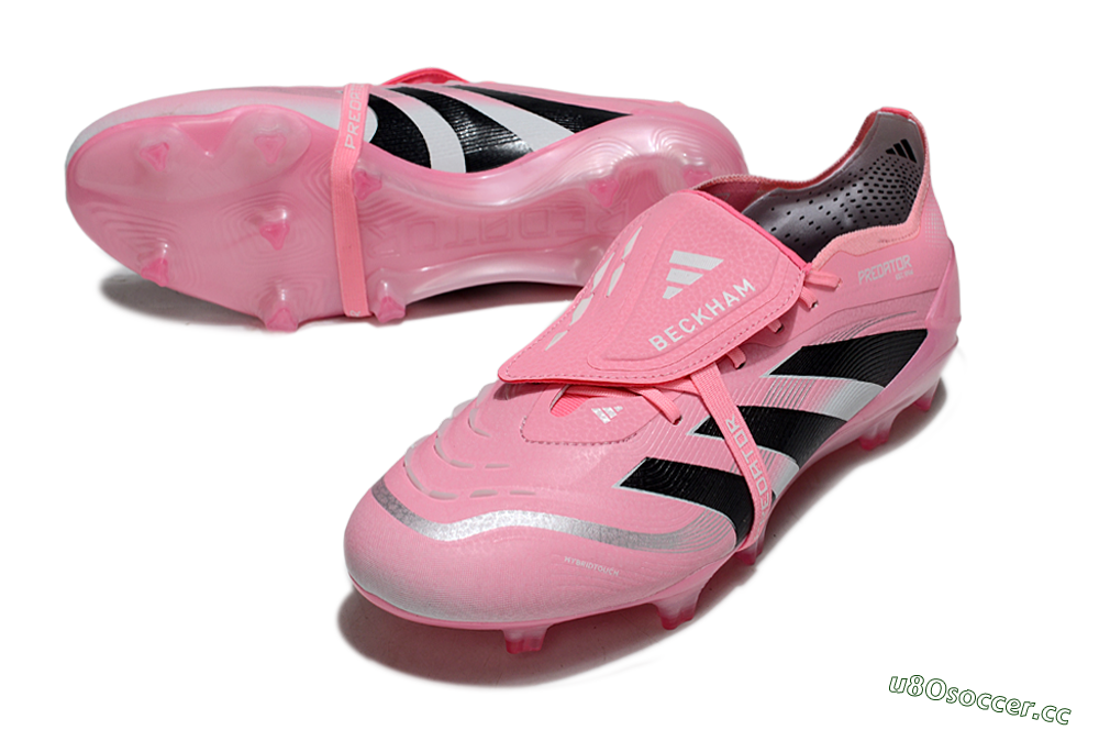 Unisex Adidas Predator 25 Elite Foldover Tongue FG Firm Ground Low-Tops Football Boots - Pink/Black/Silver 3