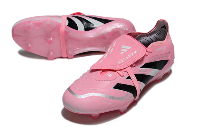Unisex Adidas Predator 25 Elite Foldover Tongue FG Firm Ground Low-Tops Football Boots - Pink/Black/Silver