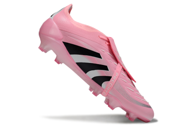 Unisex Adidas Predator 25 Elite Foldover Tongue FG Firm Ground Low-Tops Football Boots - Pink/Black/Silver