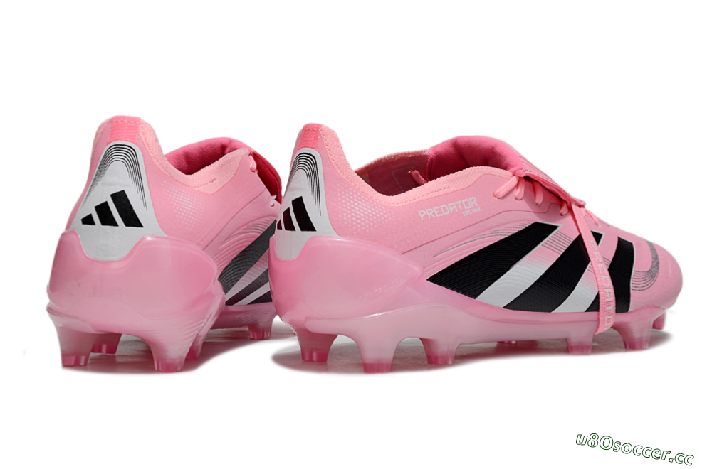 Unisex Adidas Predator 25 Elite Foldover Tongue FG Firm Ground Low-Tops Football Boots - Pink/Black/Silver 6