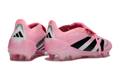 Unisex Adidas Predator 25 Elite Foldover Tongue FG Firm Ground Low-Tops Football Boots - Pink/Black/Silver