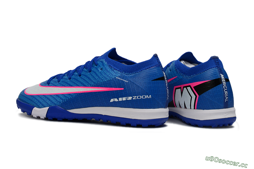 Kids Nike Air Zoom Mercurial Vapor 16 Elite TF Artificial Turf Low-Tops Football Shoes - Blue/Electric Blue/Fiery Pink 4